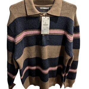 NEW Zara Polo Style Knit Sweater